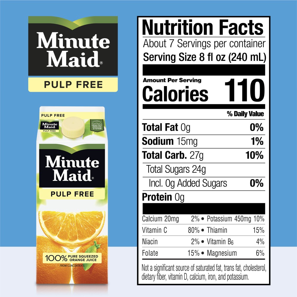 slide 3 of 5, Minute Maid Pulp Free Orange Juice 59 ounces, 59 fl oz