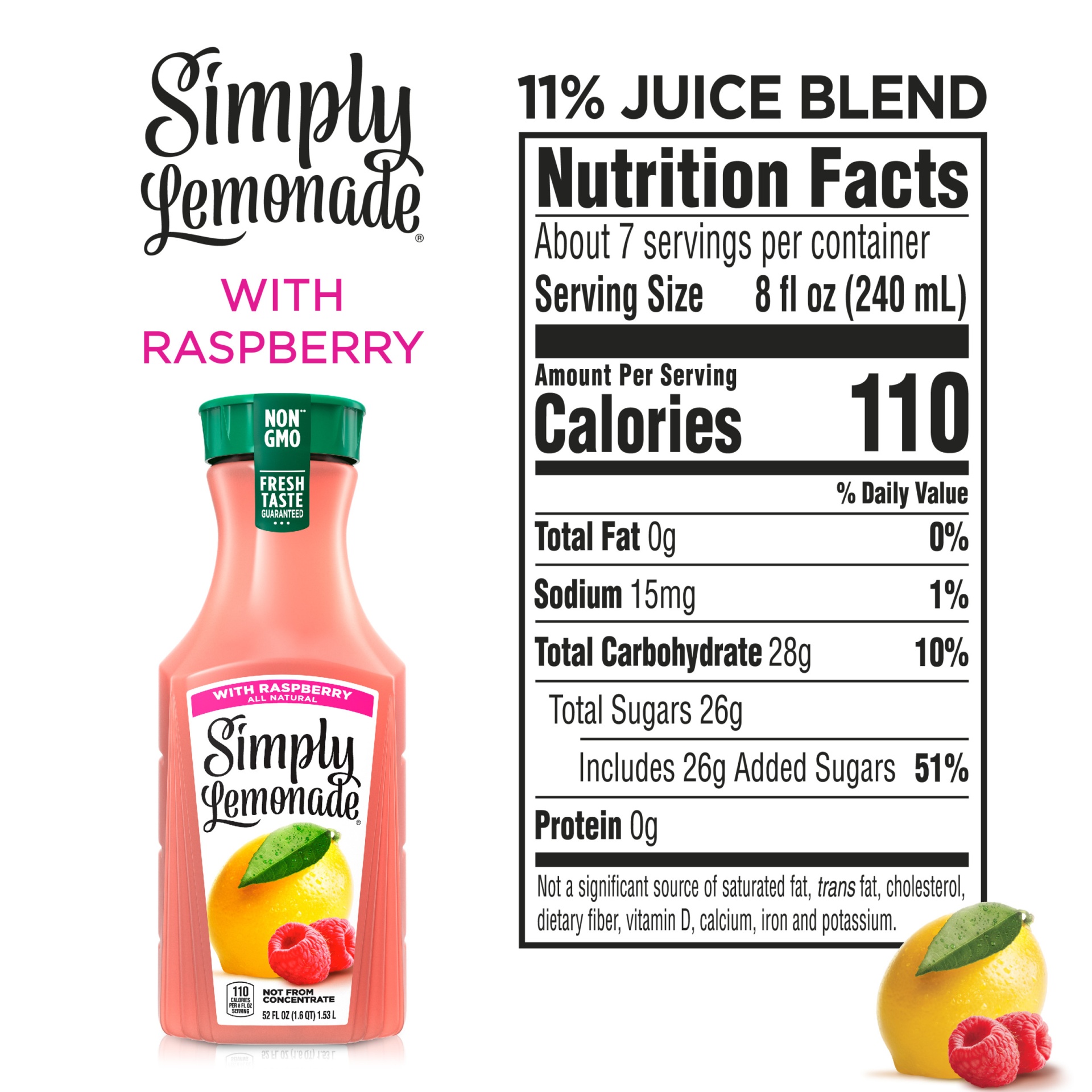 slide 9 of 11, Simply Lemonade W/Rasp - 52 oz, 52 oz