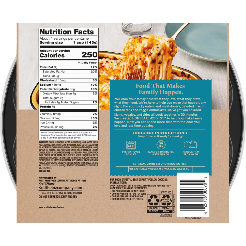 Homebake 425/30 Southwest Style Cheesy Rice Frozen Meals Side Dish 19.