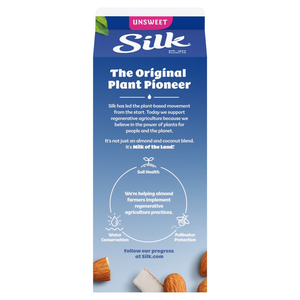 slide 6 of 6, Silk Almond Coconut Milk, Unsweet, Dairy Free, Gluten Free, 64 FL OZ Half Gallon, 64 fl oz