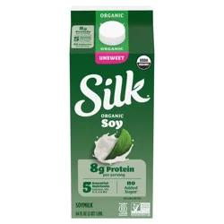 Silk Dairy Free Organic Unsweetened Plain Soy Milk Half Gallon, 0.5 gal