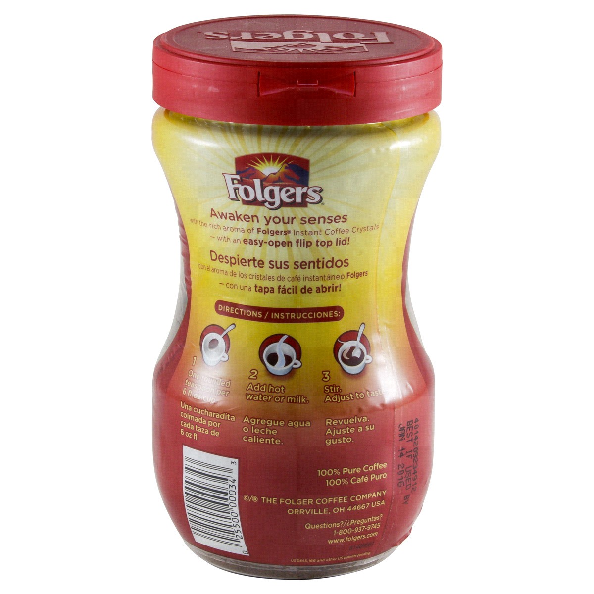 slide 3 of 4, Folgers Instant Coffee, 8 oz