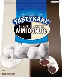 Tastykake Black & White Mini Donuts, Chocolate Donuts, 10 oz Bag