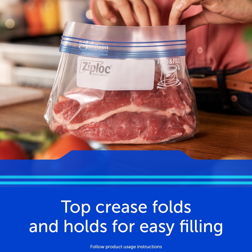 slide 5 of 6, Ziploc Brand Freezer Bags with New Stay Open Design, Quart, 19, Patented Stand-up Bottom, Easy to Fill Freezer Bag, Unloc a Free Set of Hands in the Kitchen, Microwave Safe, BPA Free, 19 ct