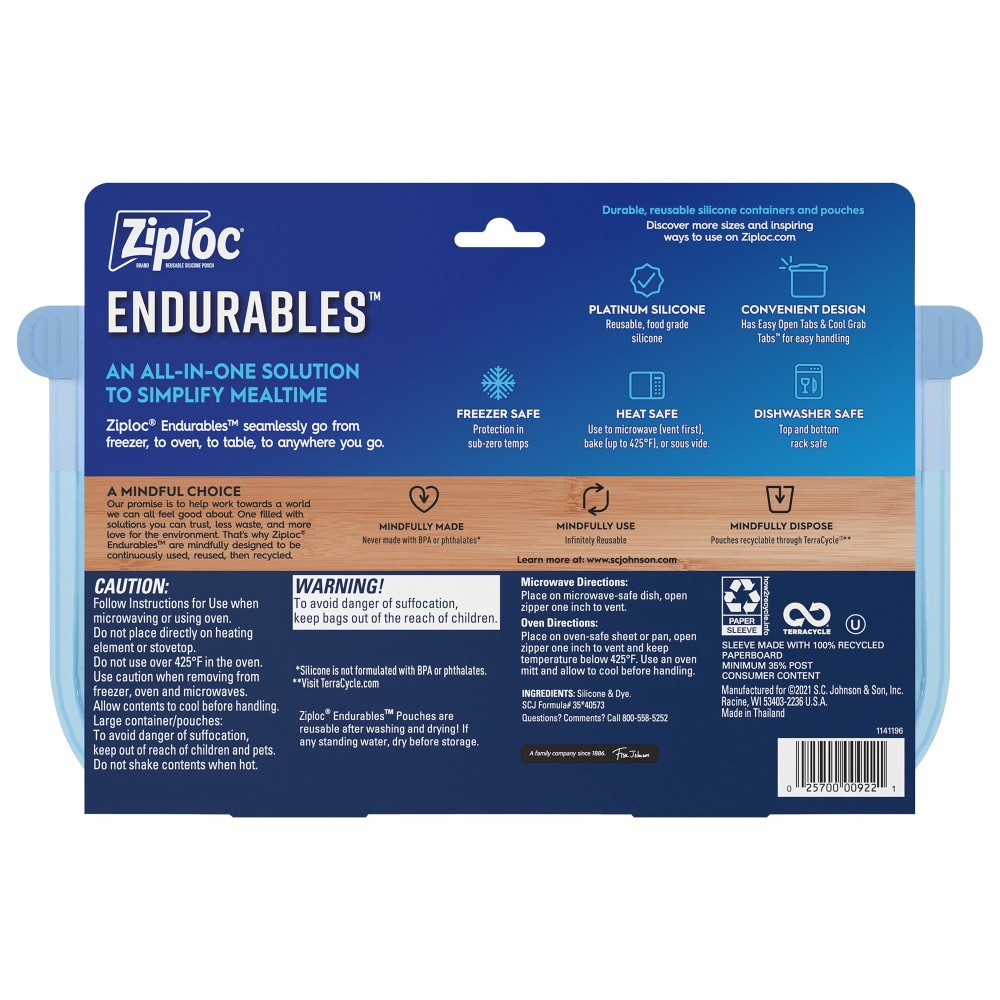 slide 3 of 6, Ziploc Endurables, Large Pouch, Half Gallon, 64 oz