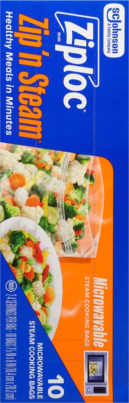 slide 4 of 4, Ziploc Brand Zip’n Steam Food Steamer Bags, Seal Top Closure, 10 count, 10 ct