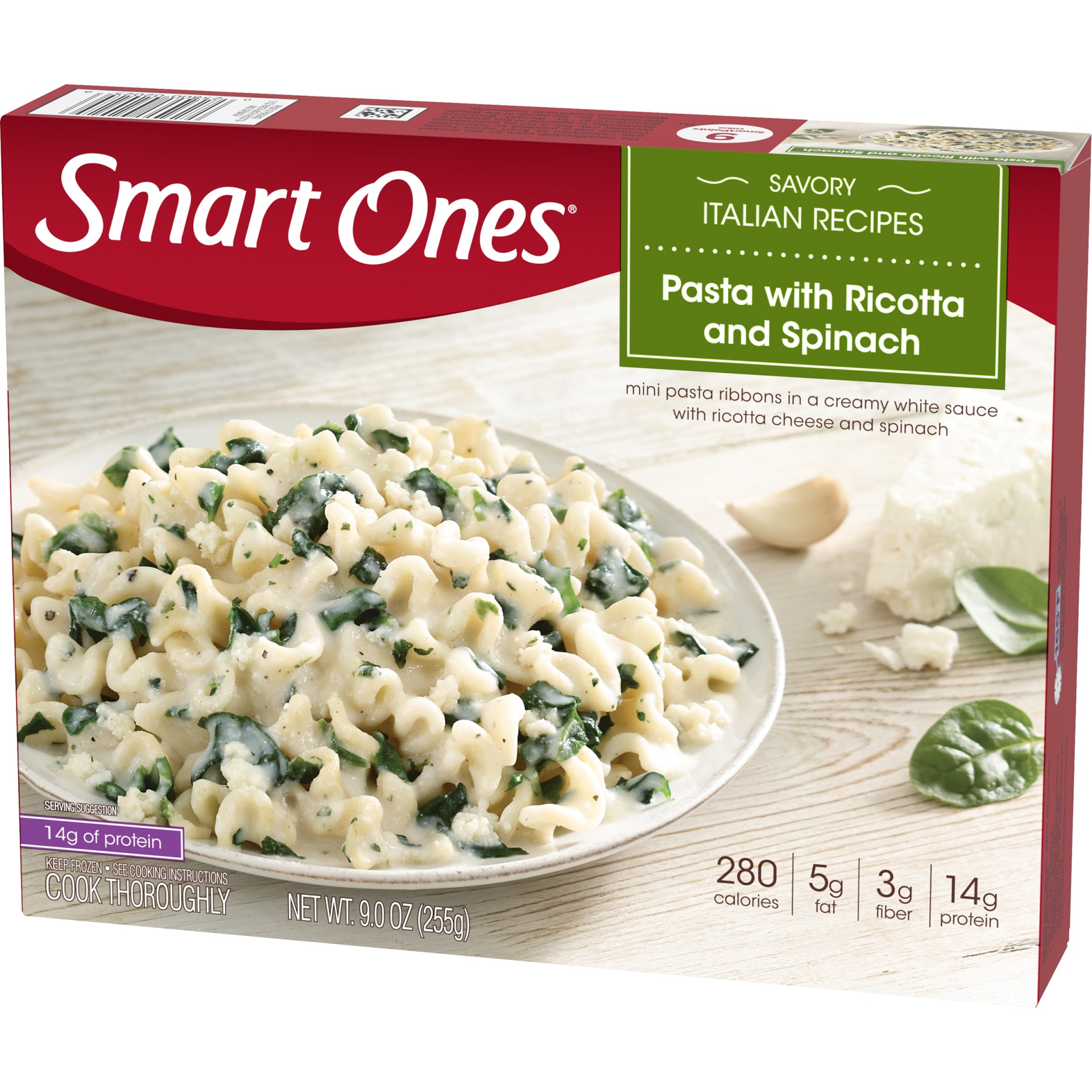 slide 4 of 6, Smart Ones Pasta with Ricotta & Spinach with Creamy White Sauce Frozen Meal, 9 oz Box, 9 oz