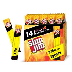Slim Jim Spicy Snack Size Sticks, 3.92 OZ Meat Snacks, 14 Count Box