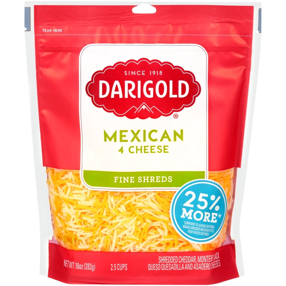 slide 1 of 1, Darigold Mexican 4 Cheese Blend Fine Shredded Cheese, 10 oz