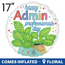 burton + BURTON Greenery Happy Admin Professional's Day Standard Balloon, 17"