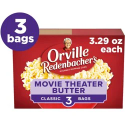 Orville Redenbacher's Movie Theater Butter Microwave Popcorn, 3.29 oz. Classic Bag, 3 Count