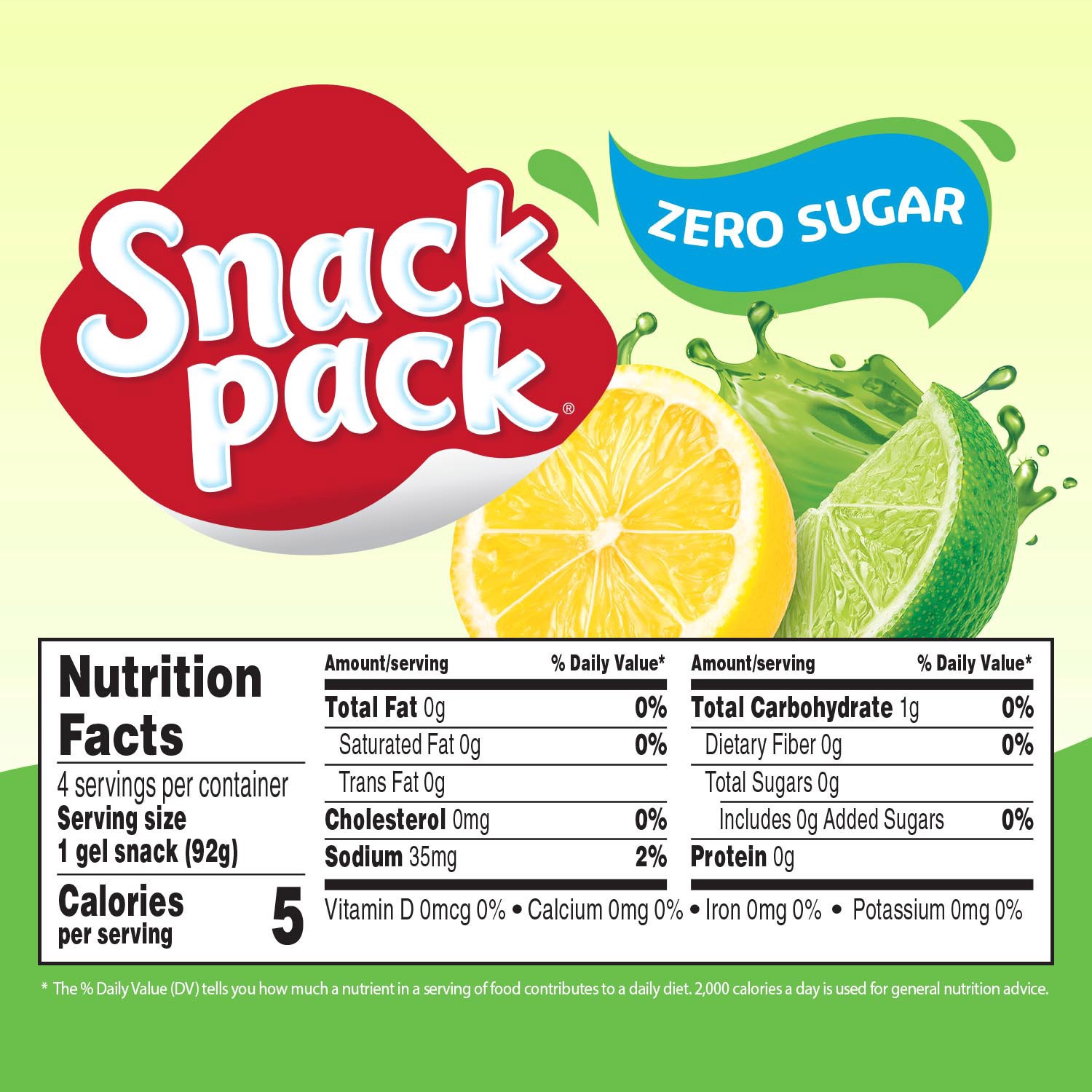 slide 2 of 5, Snack Pack Zero Sugar Lemon Lime Flavored Low Calorie Juicy Gels Cups, 3.25 oz., 4-Count, 13 oz