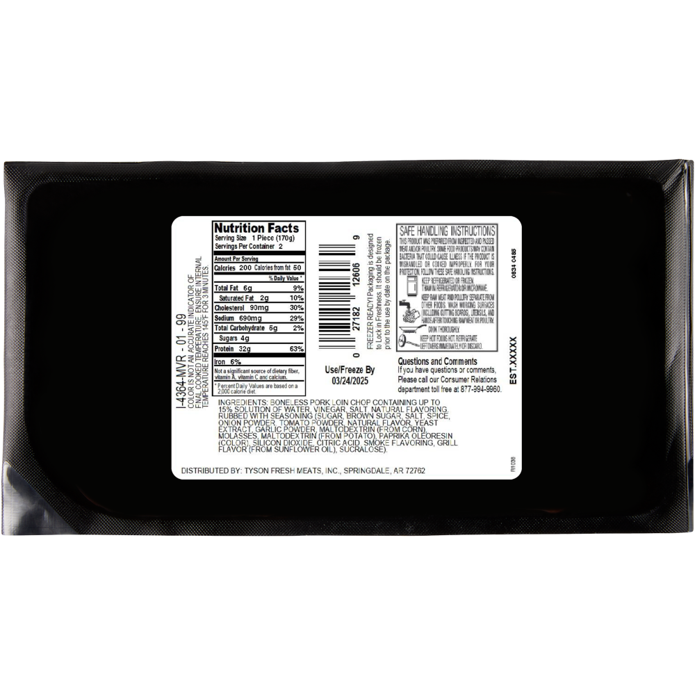 slide 5 of 6, Tyson® Pork Chops Sweet & Smoky BBQ Freshly Seasoned Boneless Ready to Cook, 12 oz