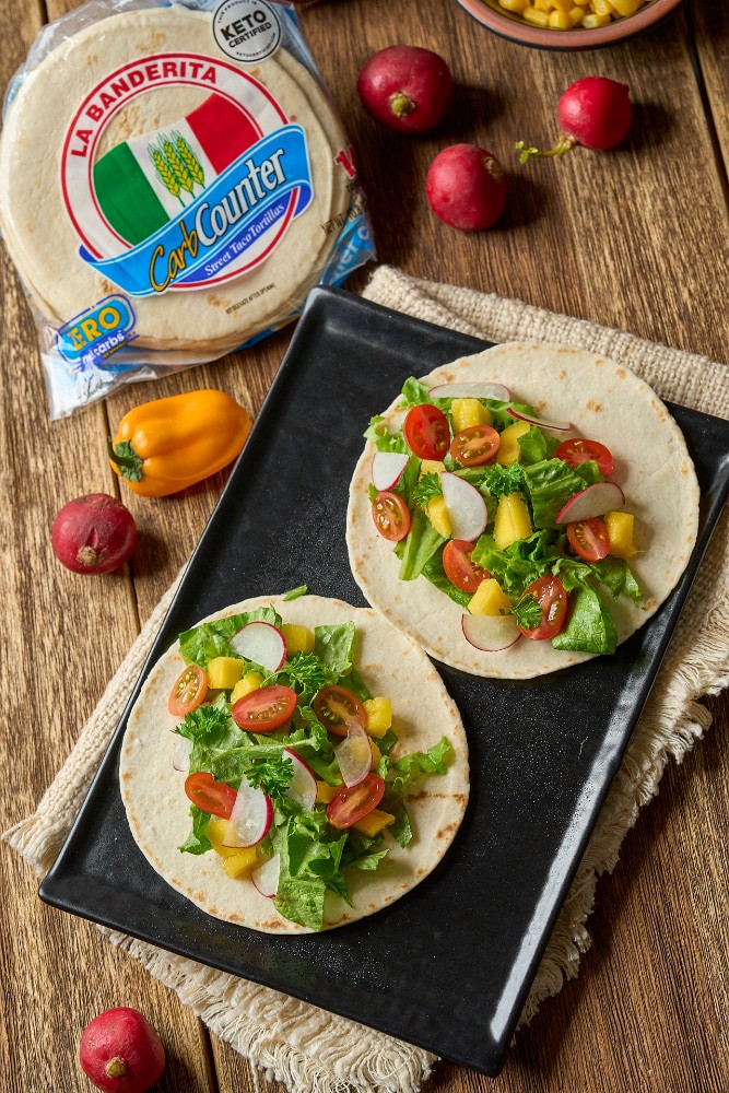 slide 5 of 5, La Banderita Carb Counter Street Taco, 4.5" Tortilla, Keto Certified, 14 ct