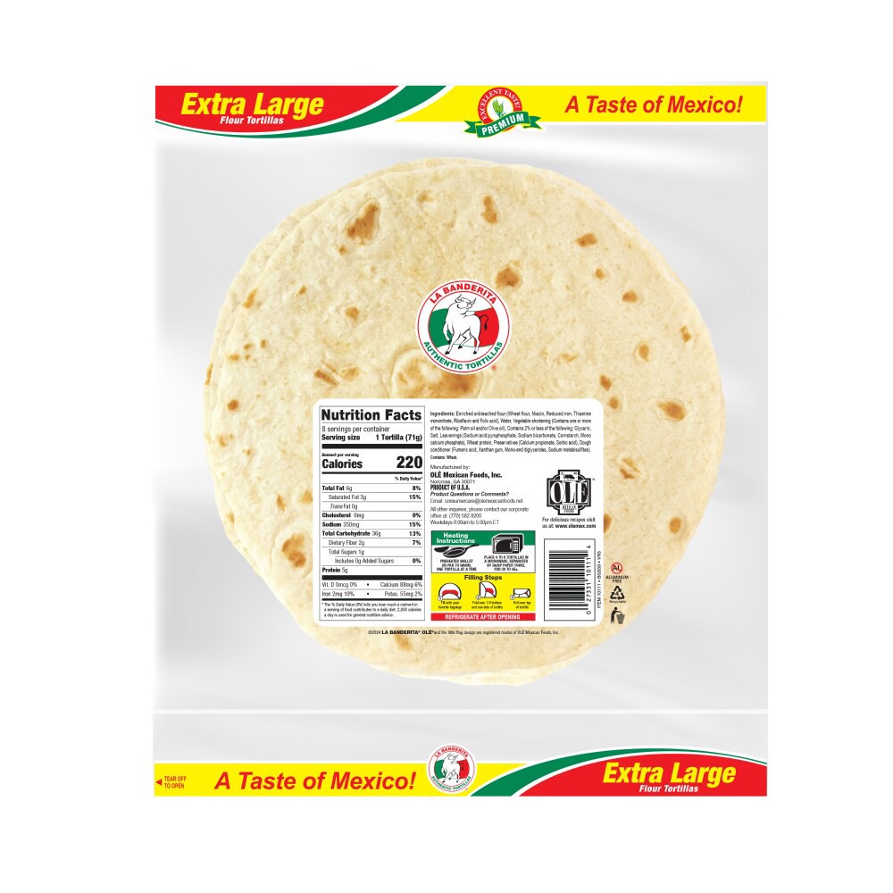 slide 2 of 5, La Banderita Burrito Grande Extra Large Flour Tortilla, 20 oz