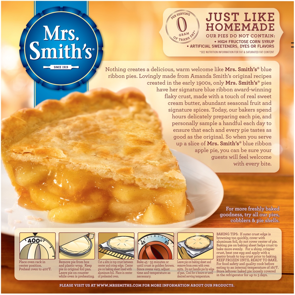 slide 8 of 8, Mrs. Smith's Pie, Pre Baked, Apple, 37 oz