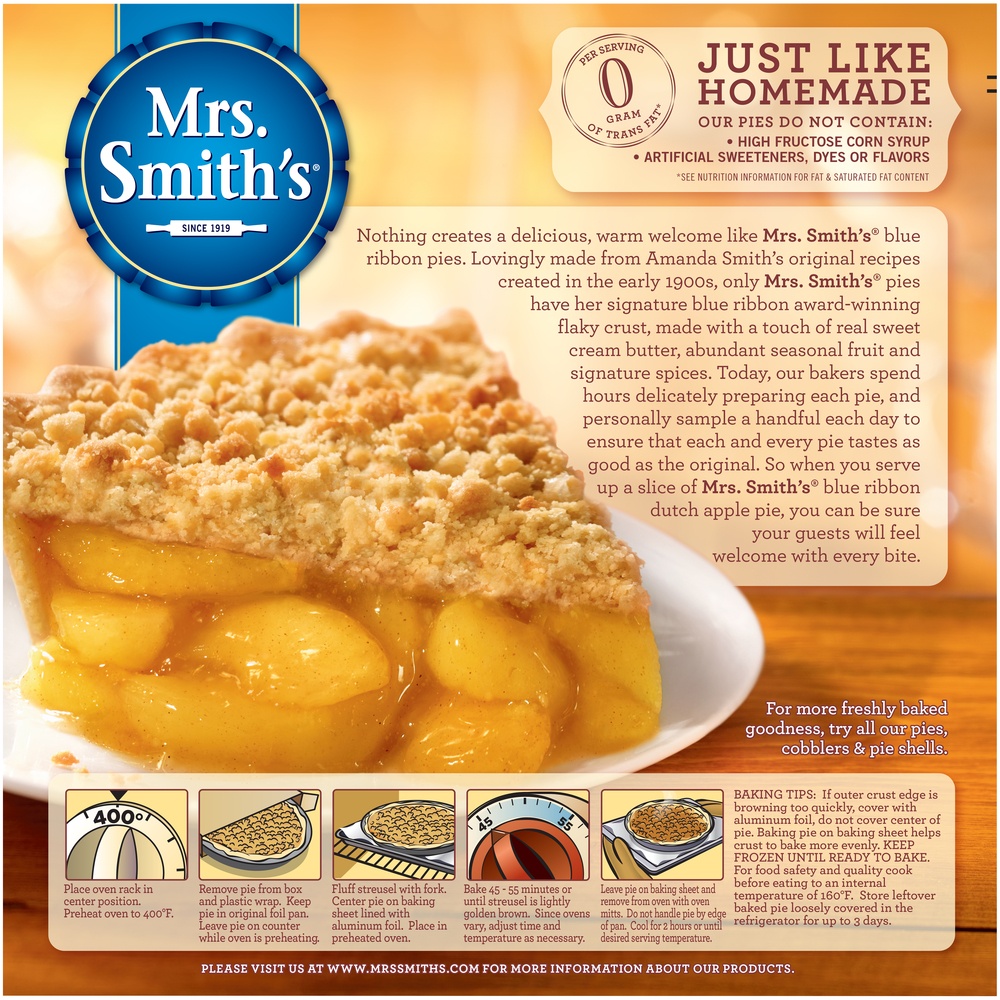 slide 6 of 8, Mrs. Smith's Pie, Pre Baked, Dutch Apple Crumb, 37 oz