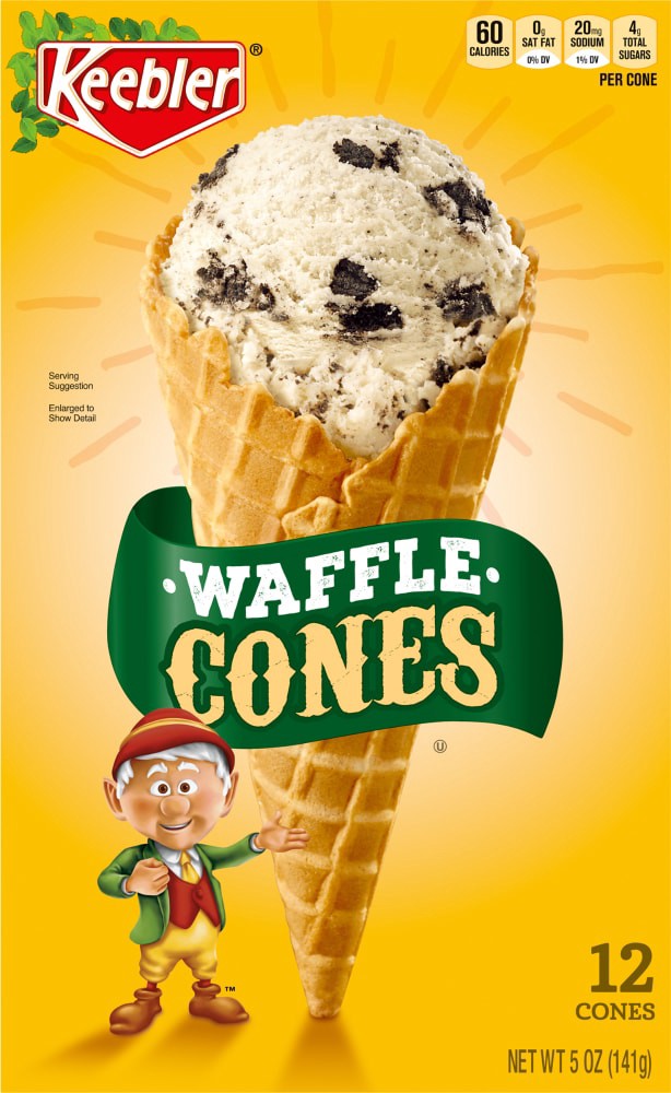 slide 4 of 4, KEEBLER Waffle Cones, 12count Cones, 5oz / 141g, 12 ct