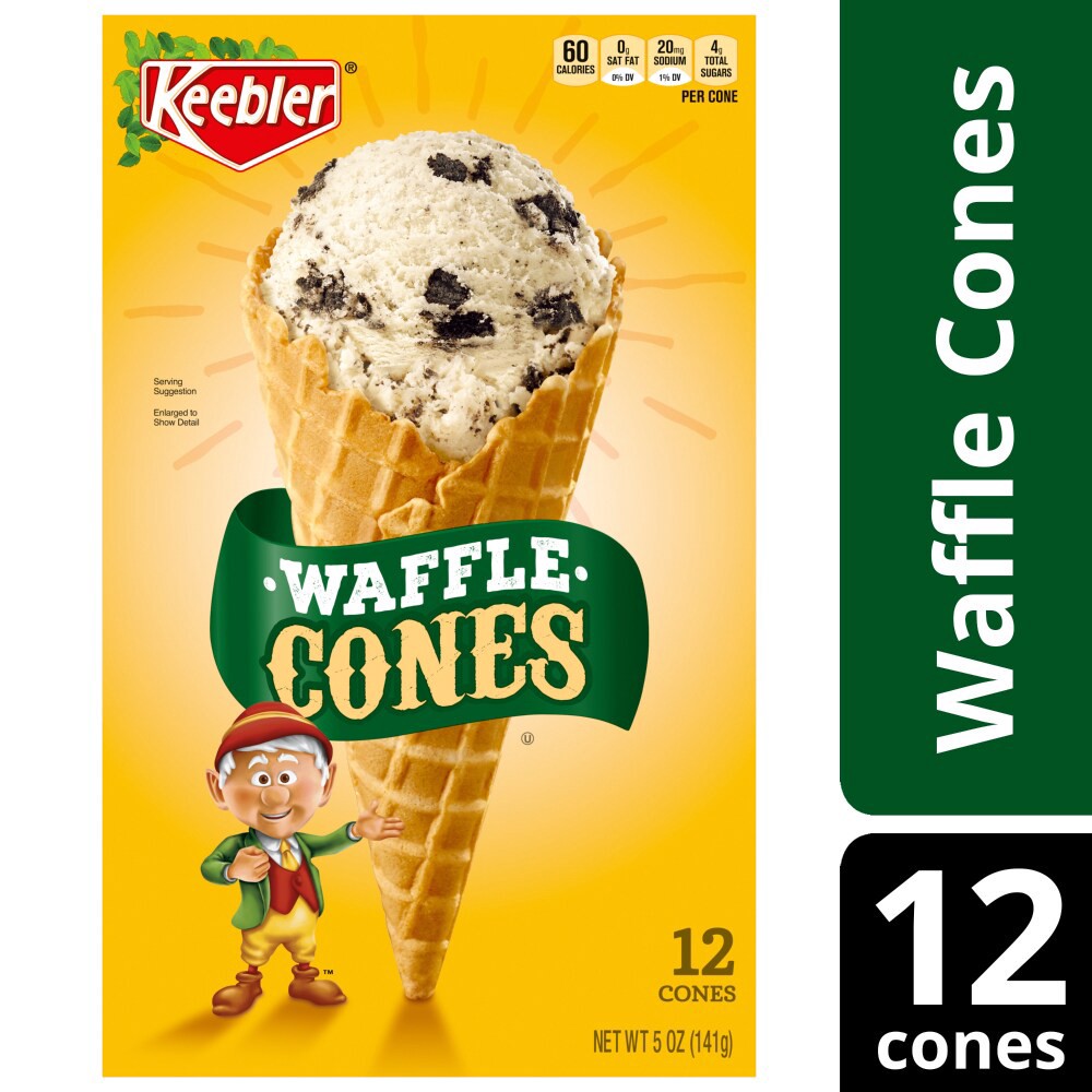 slide 4 of 6, KEEBLER Waffle Cones, 12count Cones, 5oz / 141g, 12 ct