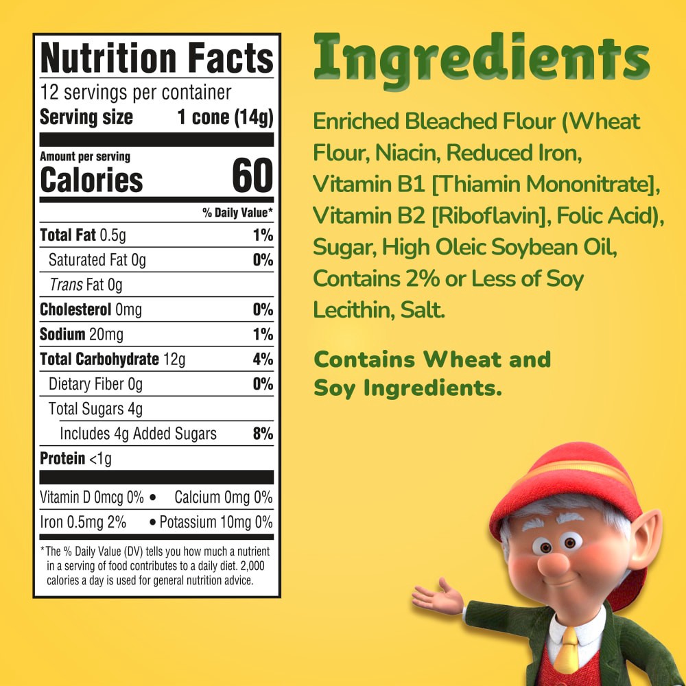 slide 6 of 6, KEEBLER Waffle Cones, 12count Cones, 5oz / 141g, 12 ct