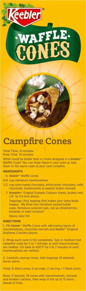 slide 3 of 4, KEEBLER Waffle Cones, 12count Cones, 5oz / 141g, 12 ct