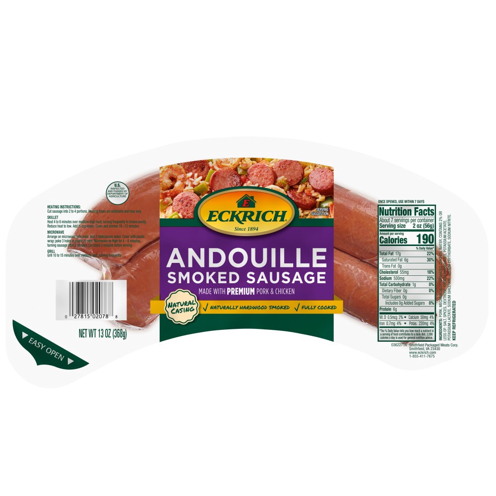 slide 2 of 2, Eckrich Andouille Smoked Sausage 13 oz, 13 oz