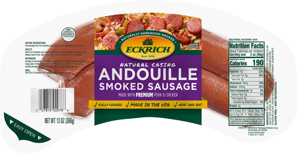 slide 5 of 7, Eckrich Andouille Smoked Sausage 13 oz, 13 oz