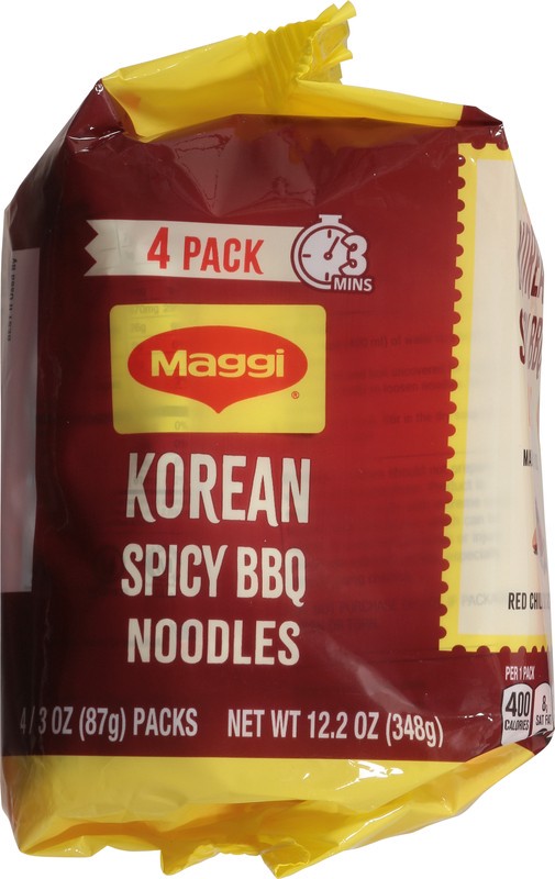 slide 3 of 5, Maggi Korean Spicy BBQ Noodles, Korean Instant Noodles, 3 min, Spicy Ramen, 4PK, 4 ct