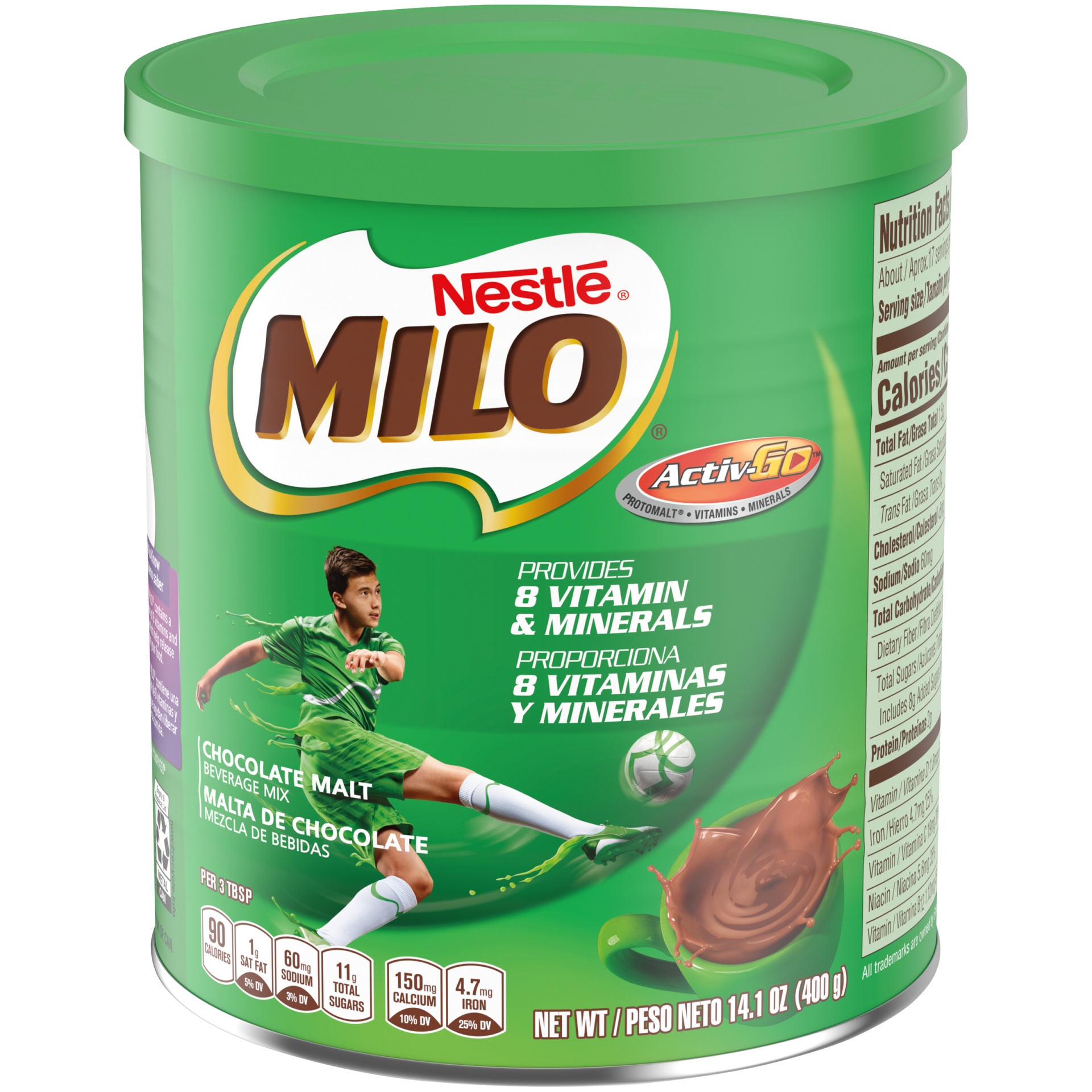 slide 4 of 6, Milo Nestle MILO Activ-Go Chocolate Malt Powder Drink Mix, 14.1 oz