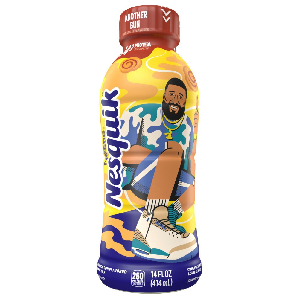 slide 2 of 4, Nesquik DJ Khaled Another Bun Milk, Cinnamon Bun Flavored Ready to Drink Low-fat Milk, Breakfast Drink- 14 oz, 14 fl oz