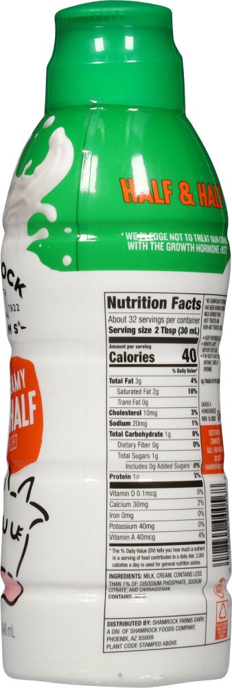 slide 2 of 3, Shamrock Farms Rich & Creamy Half & Half 1 qt, 1 qt