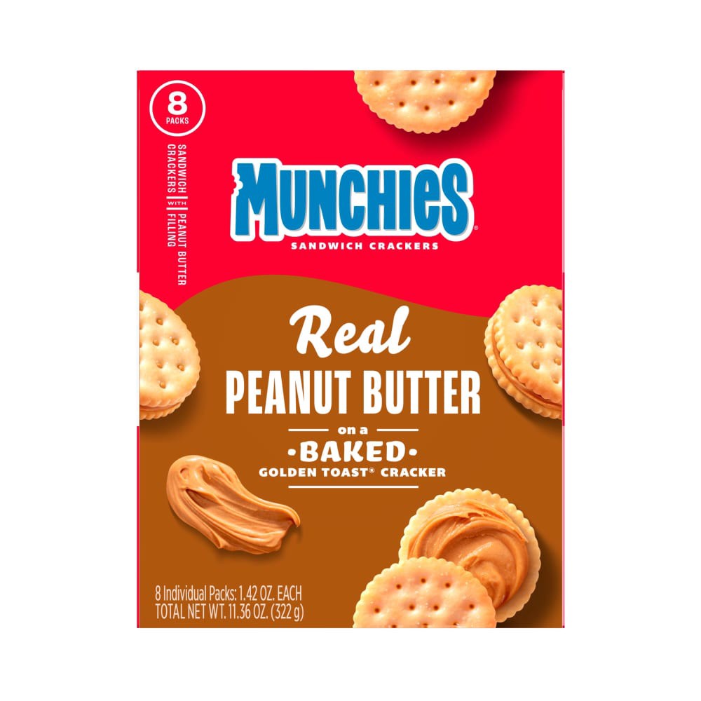 slide 4 of 6, Munchies Sandwich Crackers Real Peanut Butter Baked Golden Toast 1.42 Oz, 8 Count, 8 ct