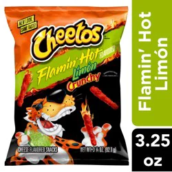 Cheetos Crunchy Cheese Flavored Snacks Flamin' Hot Limon Flavored 3 1/4 Oz