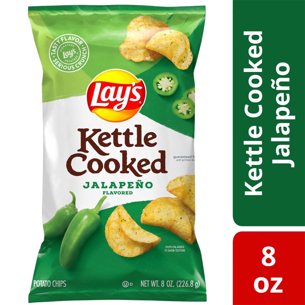 slide 3 of 3, Lay's Kettle Cooked Jalapeno Flavored Potato Chips, 8 oz
