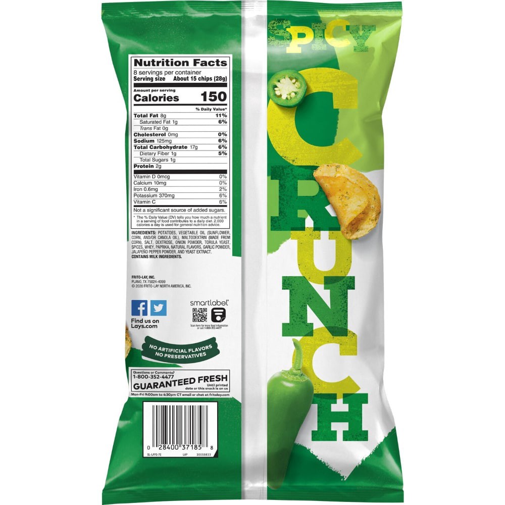 slide 2 of 3, Lay's Kettle Cooked Jalapeno Flavored Potato Chips, 8 oz