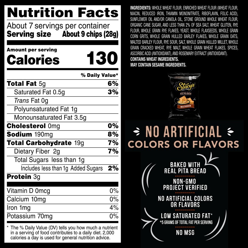 slide 2 of 6, Stacy's Pita Chips, Multigrain, 7.33 oz