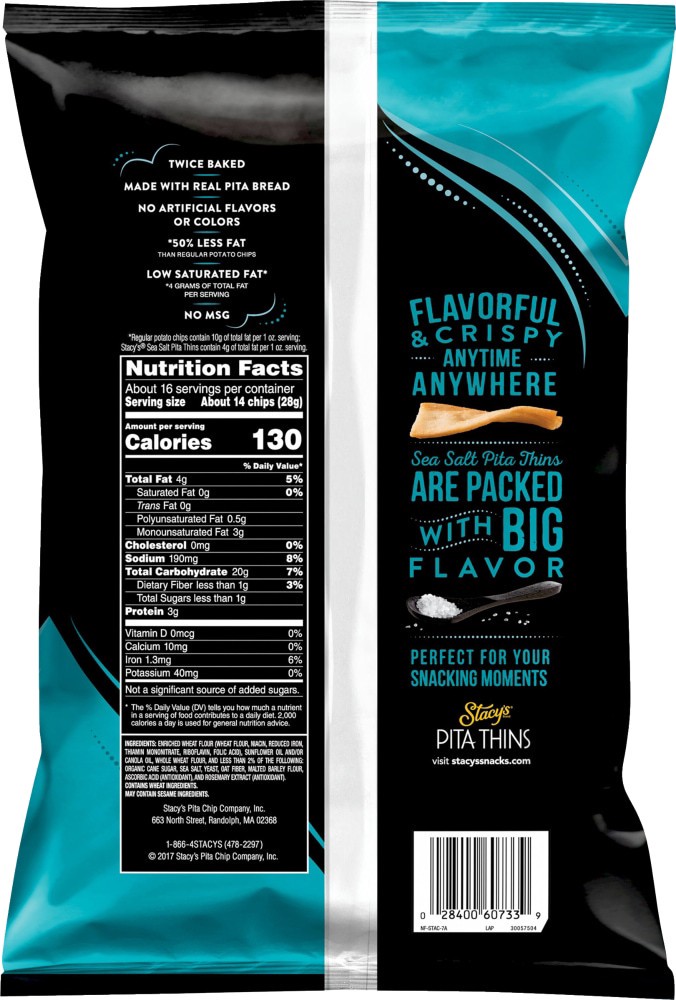 slide 2 of 2, Stacy's Pita Thins Sea Salt Snack Chips, 15.6 oz