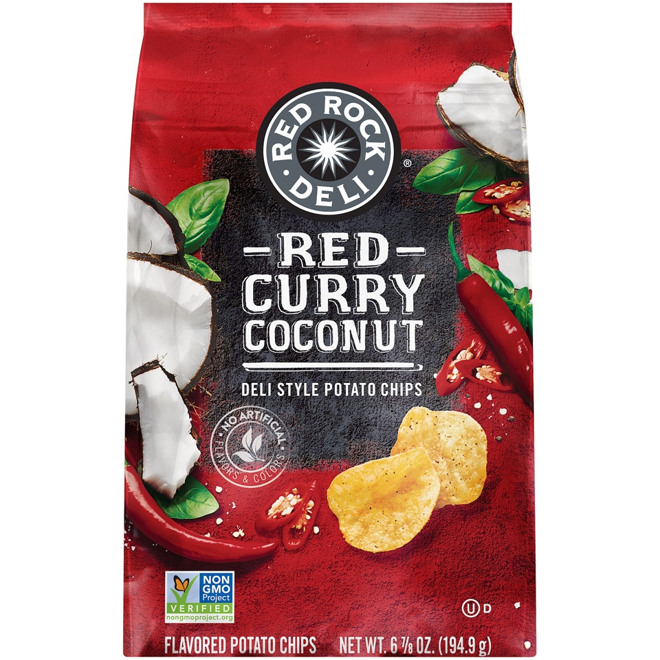 slide 2 of 4, Red Rock Deli Red Curry Coconut Potato Chips, 6.87 oz