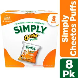 Cheetos Cheese Flavored Snacks Simply Puffs White Cheddar - 8 ct