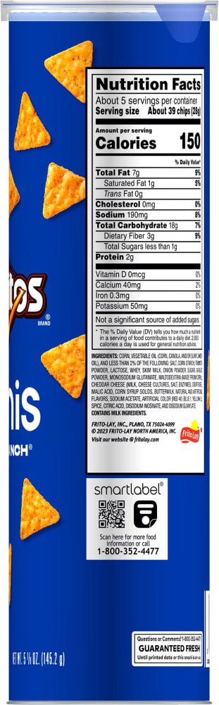slide 3 of 5, Doritos Tortilla Chips, Cool Ranch Flavored, Minis, 5.125 oz