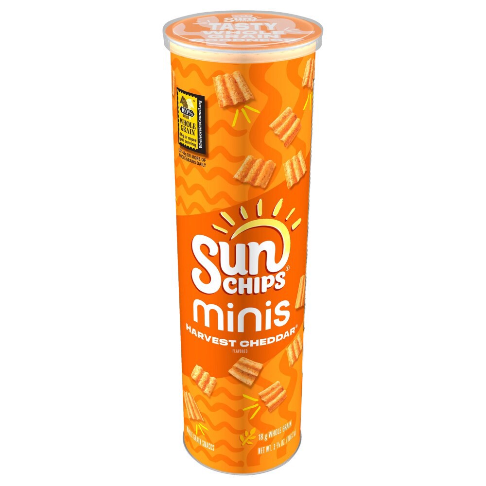 slide 3 of 4, SunChips Whole Grain Snacks, Harvest Cheddar Flavored, Minis - 3.75 oz, 3.75 oz