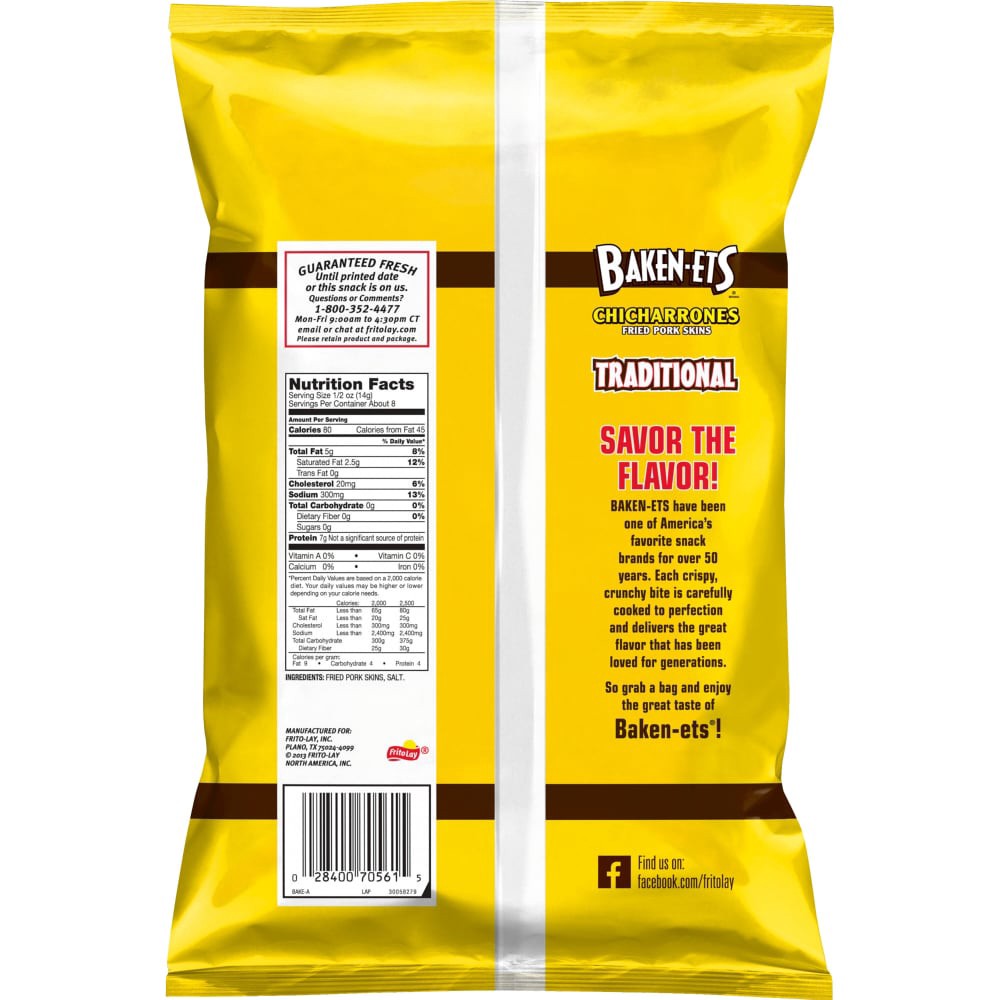 slide 2 of 2, BAKEN-ETS Fried Pork Skins, Traditional, 4 oz