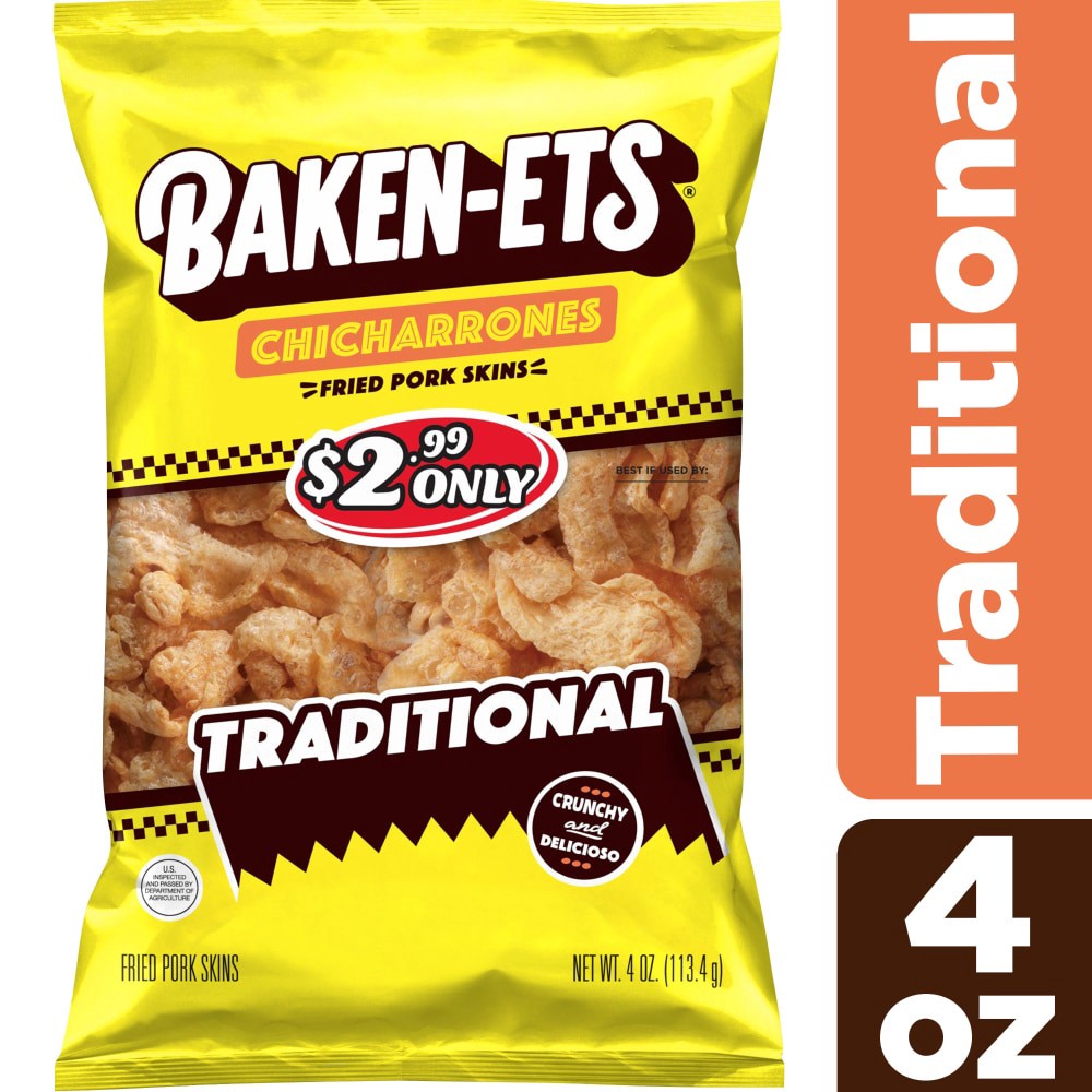 slide 6 of 6, BAKEN-ETS Fried Pork Skins, Traditional, 4 oz