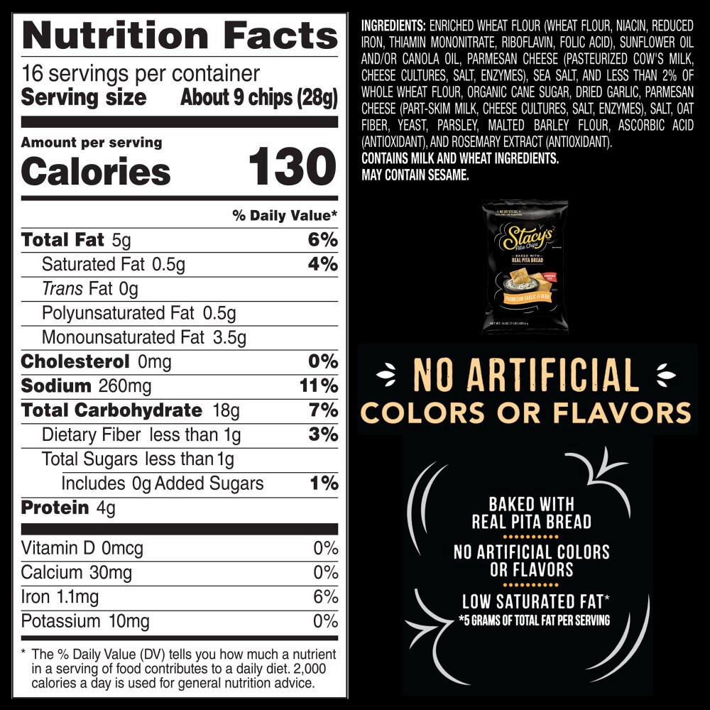 slide 6 of 6, Stacy's Pita Chips, Parmesan Garlic & Herb, Baked, Sharing Size, 16 oz