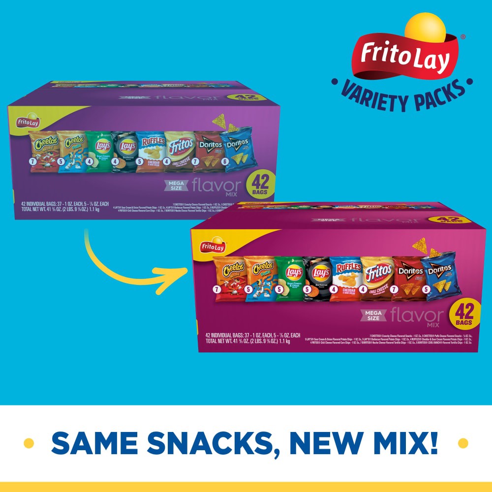 slide 2 of 6, Frito-Lay Snacks Flavor Mix Variety Packs 41 3/8 Oz, 42 Count, 42 ct