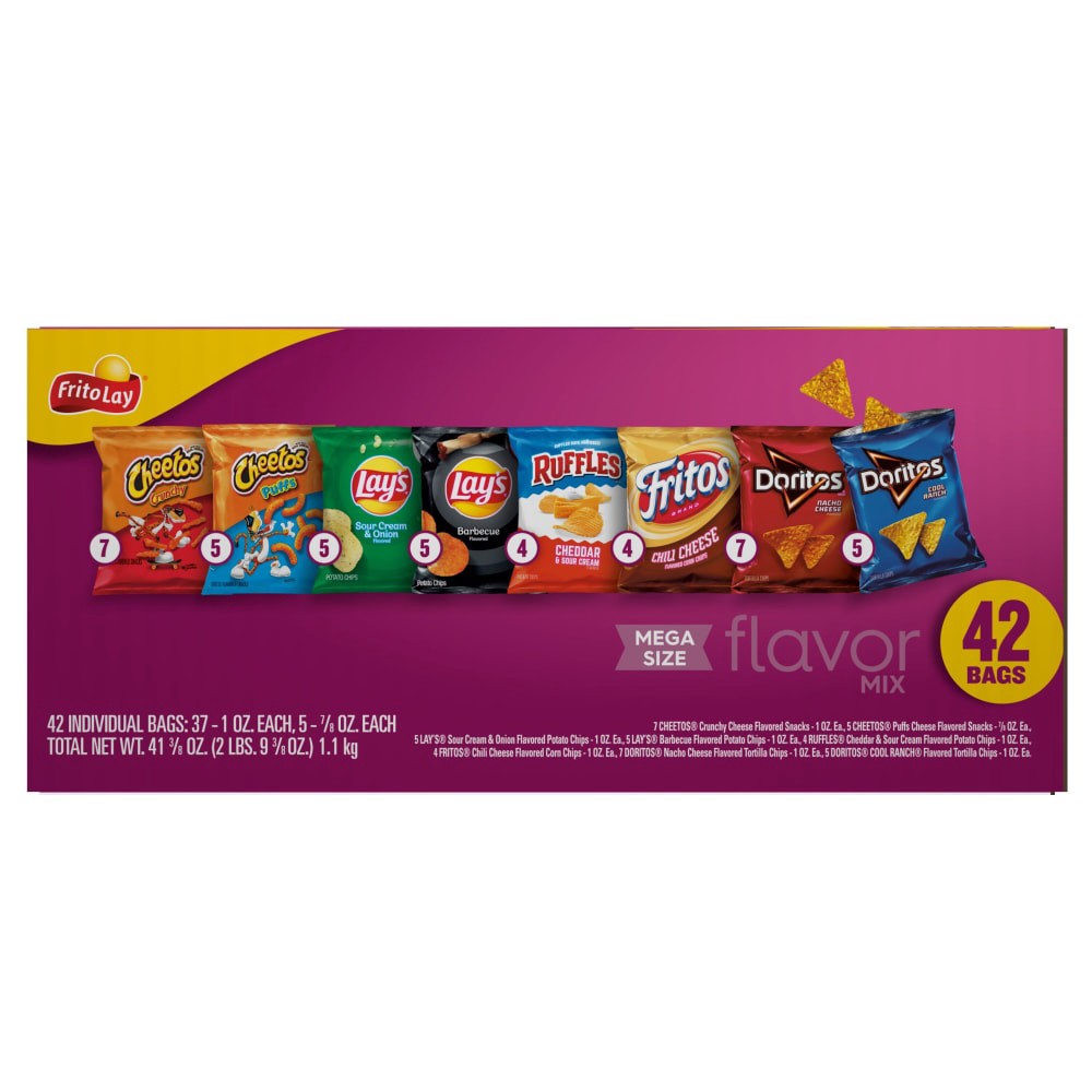 slide 2 of 6, Frito-Lay Snacks Flavor Mix Variety Packs 41 3/8 Oz, 42 Count, 42 ct