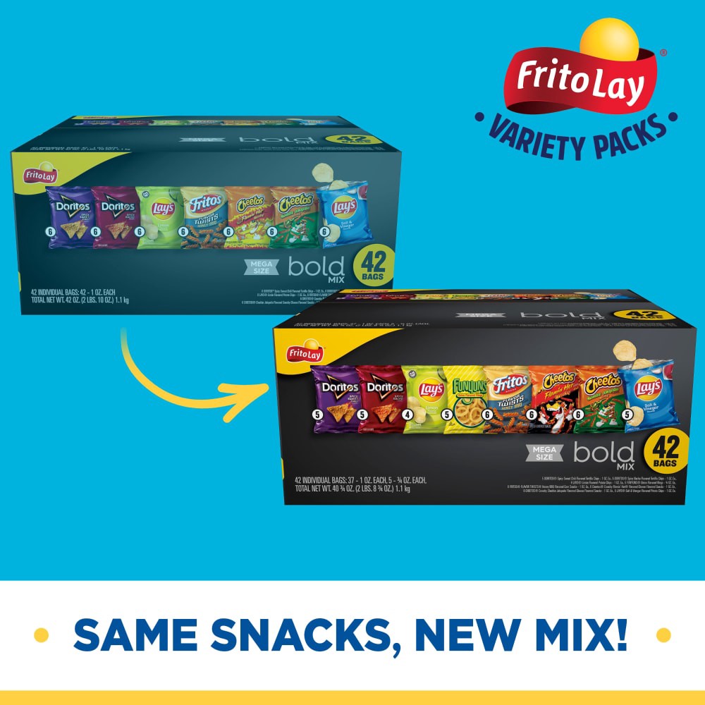 slide 4 of 5, Frito-Lay Snacks Bold Mix Variety Packs 40 3/4 Oz, 42 Count, 42 ct