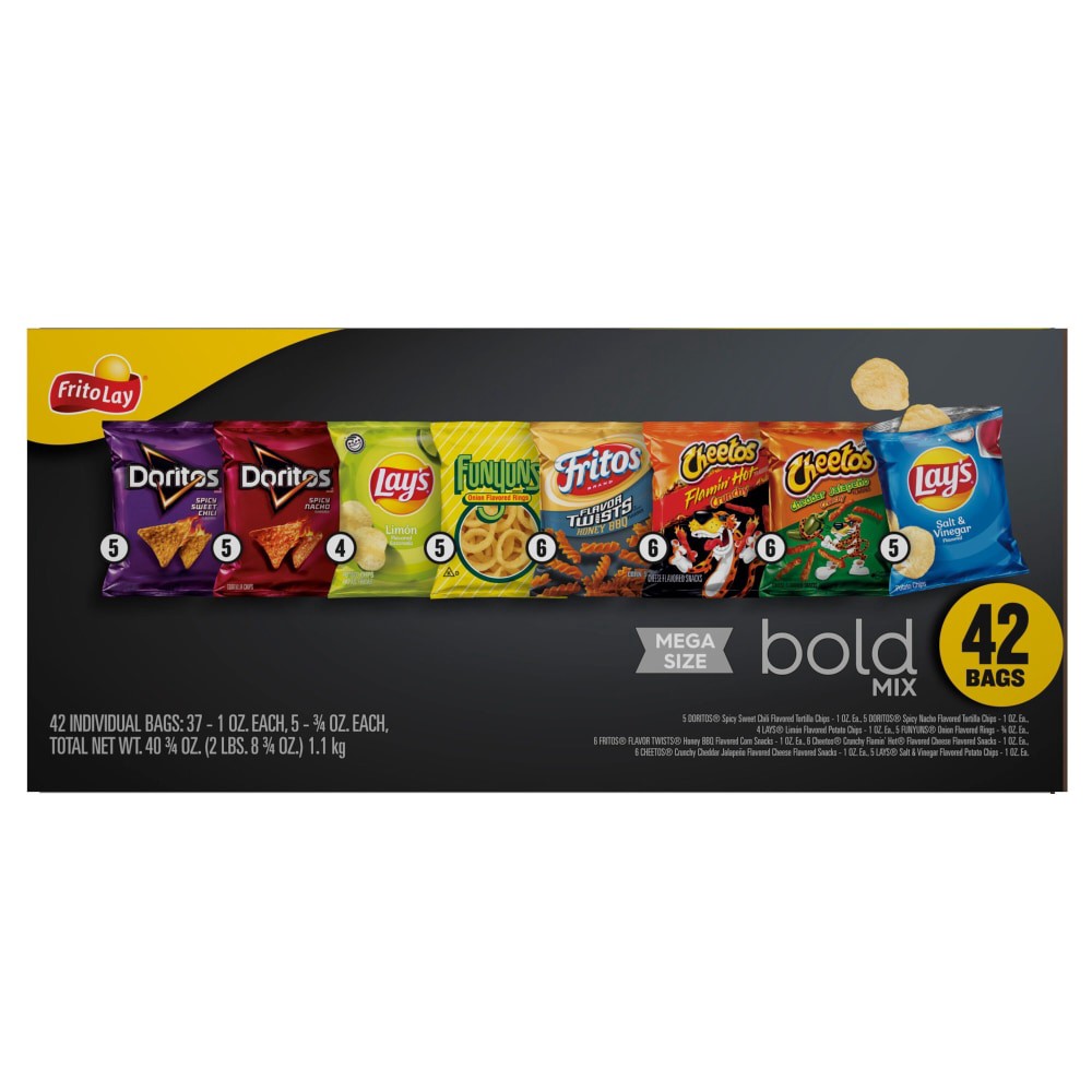 slide 3 of 5, Frito-Lay Snacks Bold Mix Variety Packs 40 3/4 Oz, 42 Count, 42 ct