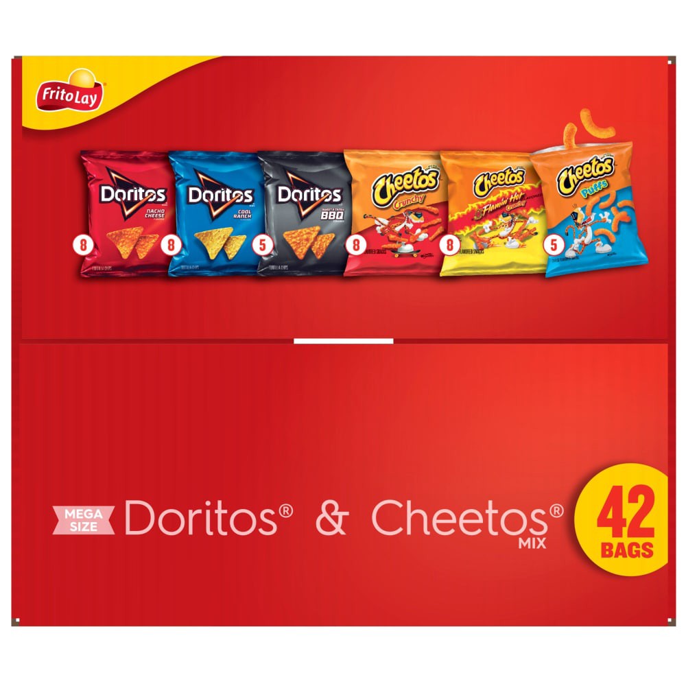 slide 4 of 5, Frito-Lay Snack Doritos & Cheetos Mix Variety 41 3/8 Oz, 42 Count, 42 ct