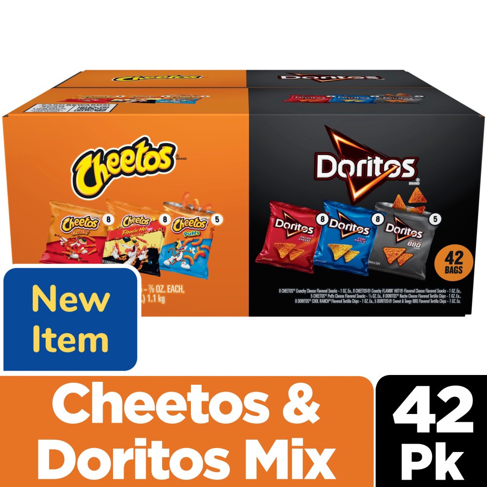slide 2 of 6, Frito-Lay Snack Doritos & Cheetos Mix Variety 41 3/8 Oz, 42 Count, 42 ct